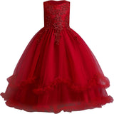 5-14Y Kid Flower Girls Princess Floral Boho Lace Embroidered Star Pageant Dresses for Kids Baby Party Wedding Puffy Communion Maxi Gown