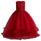 5-14Y Kid Flower Girls Princess Floral Boho Lace Embroidered Star Pageant Dresses for Kids Baby Party Wedding Puffy Communion Maxi Gown