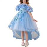 Girl's Princess Dress, Birthday Party, Pageant Gown - Ruffle Tulle Satin Princess Dresses with Kids Train
