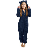 3-15Y Kids Girl Boy Onesie Fleece Sherpa Lined Warm Pajamas
