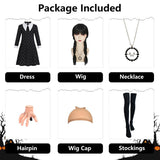 Kids Gilrs Black Wednesday Halloween Dresses Costume  for 3-14 Years