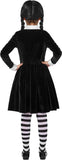 5-12Y Kid Girl Spooktacular Halloween Cosplay Collar Black Dress with Wig Skater