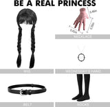 4-14Y Kid Girl Black Halloween Cosplay Costumes Party Dress with Accessories