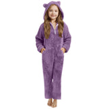 3-15Y Kids Girl Boy Onesie Fleece Sherpa Lined Warm Pajamas