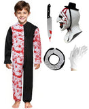 4-12Y Kids Clown Scary Killer Horror Terrified Halloween Cosplay Costume