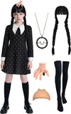 Kids Gilrs Black Wednesday Halloween Dresses Costume  for 3-14 Years