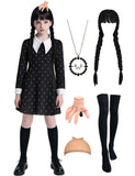 Kids Gilrs Black Wednesday Halloween Dresses Costume  for 3-14 Years