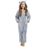 3-15Y Kids Girl Boy Onesie Fleece Sherpa Lined Warm Pajamas