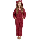 3-15Y Kids Girl Boy Onesie Fleece Sherpa Lined Warm Pajamas