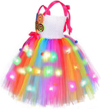 3-10Y Kid Girl Tutu Rainbow Candy Birthday Halloween Carnival Party Dresses