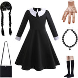 4-14Y Kid Teen Girl Halloween Wednesday Cosplay Costume 6 Pcs Set