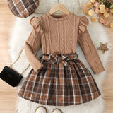 Kid Baby Girl Fall Winter Outfit Soft Knit Flared 2 Pcs Sets