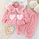 Kid Boy Girl Autumn Winter Coral Velvet Padded Warm Pajamas