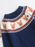 Kid Baby Boy Christmas Reindeer Embroidered Cozy Cotton Sweaters