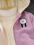 Kid Baby Girl Cute Bear Corduroy Hooded Jacket Warm Coats