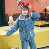 Kid Girl Autumn Winter Coral Velvet Flannel Thickened Pajamas