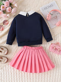 Kid Baby Girl  Letter Print Long Sleeve Polyester Fabric 2 Pcs Sets