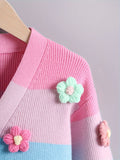 Kid Baby Cozy Floral V-Neck Knit Cardigan Casual Sweaters