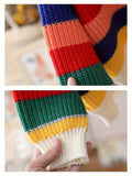 Kid Baby Girl Rainbow Striped  Soft Cozy Pullover Sweater