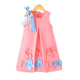 Kid Girl Bow Flower Applique Vest Princess Dress