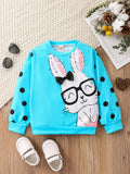 Kid Baby Toddler Girls Rabbit Polka Dot Print Long Sleeve Sweatshirt