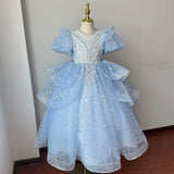 Kid Girl Princess Flower Wedding Birthday Host Dress