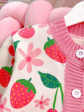 Kid Baby Girl Winter Floral Cardigan Cozy Crew Neck Knit Sweater