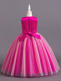 Kid Girl Sequin Rainbow Mesh Tutu Princess Sleeveless Party Dress