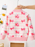 Kid Baby Girl Winter Floral Cardigan Cozy Crew Neck Knit Sweater