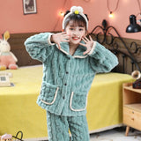 Kid Girl Autumn Winter Coral Velvet Flannel Thickened Pajamas