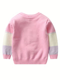 Kid Girl Delight Crew Neck Butterfly Embroidery Sweater Top