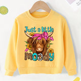 Kid Baby Girls Cow Sunflower Graphic Comfort Long Sleeve Sweatshirt