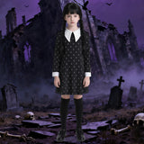 Kids Gilrs Black Wednesday Halloween Dresses Costume  for 3-14 Years