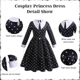 4-14Y Kid Teen Girl Halloween Wednesday Cosplay Costume 6 Pcs Set
