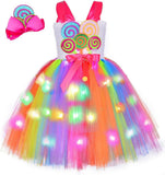 3-10Y Kid Girl Tutu Rainbow Candy Birthday Halloween Carnival Party Dresses