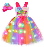 3-10Y Kid Girl Tutu Rainbow Candy Birthday Halloween Carnival Party Dresses