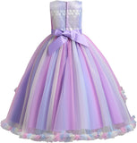 5-14Y Kid Flower Girls Princess Floral Boho Lace Embroidered Star Pageant Dresses for Kids Baby Party Wedding Puffy Communion Maxi Gown