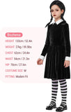5-12Y Kid Girl Spooktacular Halloween Cosplay Collar Black Dress with Wig Skater