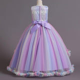 5-14Y Kid Flower Girls Princess Floral Boho Lace Embroidered Star Pageant Dresses for Kids Baby Party Wedding Puffy Communion Maxi Gown