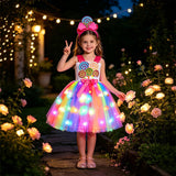 3-10Y Kid Girl Tutu Rainbow Candy Birthday Halloween Carnival Party Dresses