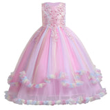 5-14Y Kid Flower Girls Princess Floral Boho Lace Embroidered Star Pageant Dresses for Kids Baby Party Wedding Puffy Communion Maxi Gown