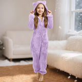 3-15Y Kids Girl Boy Onesie Fleece Sherpa Lined Warm Pajamas