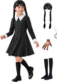2-14Y Kid Girls Halloween Costume Black Dress with Wig Necklace Full Set  7pcs