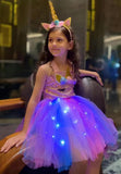 2-10Y Kid Girl Unicorn Sequin Sparkle Rainbow Tutu Birthday Dresses