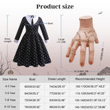 4-14Y Kid Teen Girl Halloween Wednesday Cosplay Costume 6 Pcs Set