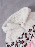 Baby Girl Trendy Leopard Splicing Fuzzy Jacket Warm Coats