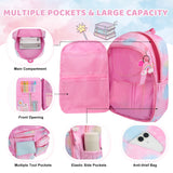 Kid Girl School Backpack Pink Starry Rainbow Cute Large Capacity Schoolbags