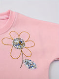 Kid Baby Girl Cozy Cotton Sweatshirt Cute Embroidery Long Sleeve Shirts