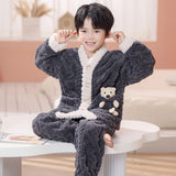 Kid Baby Boy Girl Winter Autumn Plush Flannel Pajamas