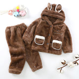 Kid Boy Girl Suit Cute Hooded Winter Warm Pajamas